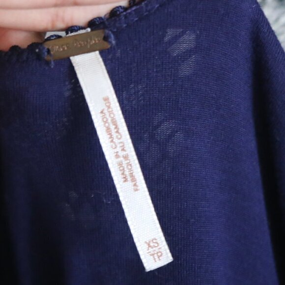 FREE PEOPLE Katya 3/4 Sleeve Lace Navy Blue Dress - Picture 6 of 8